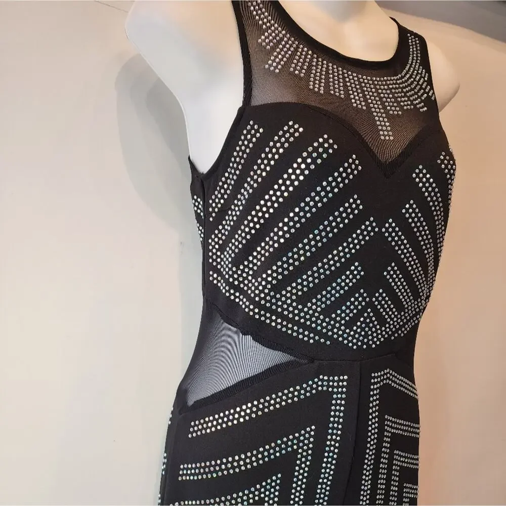 New‎ J. Our Rhinestone Jumpsuit Party Wedding Special Event Black Silver Size M